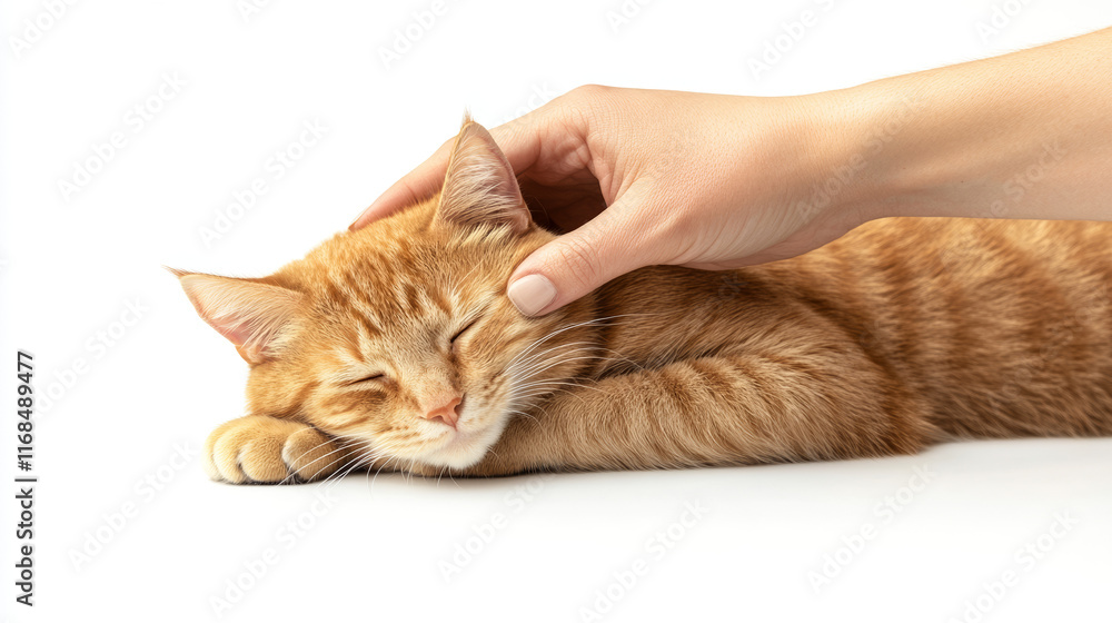 Fototapeta premium person petting cat