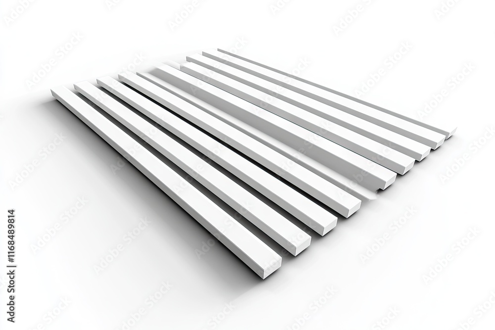 A set of parallel white bars arranged neatly on a flat surface. A set of parallel white bars arranged neatly on a flat surface.