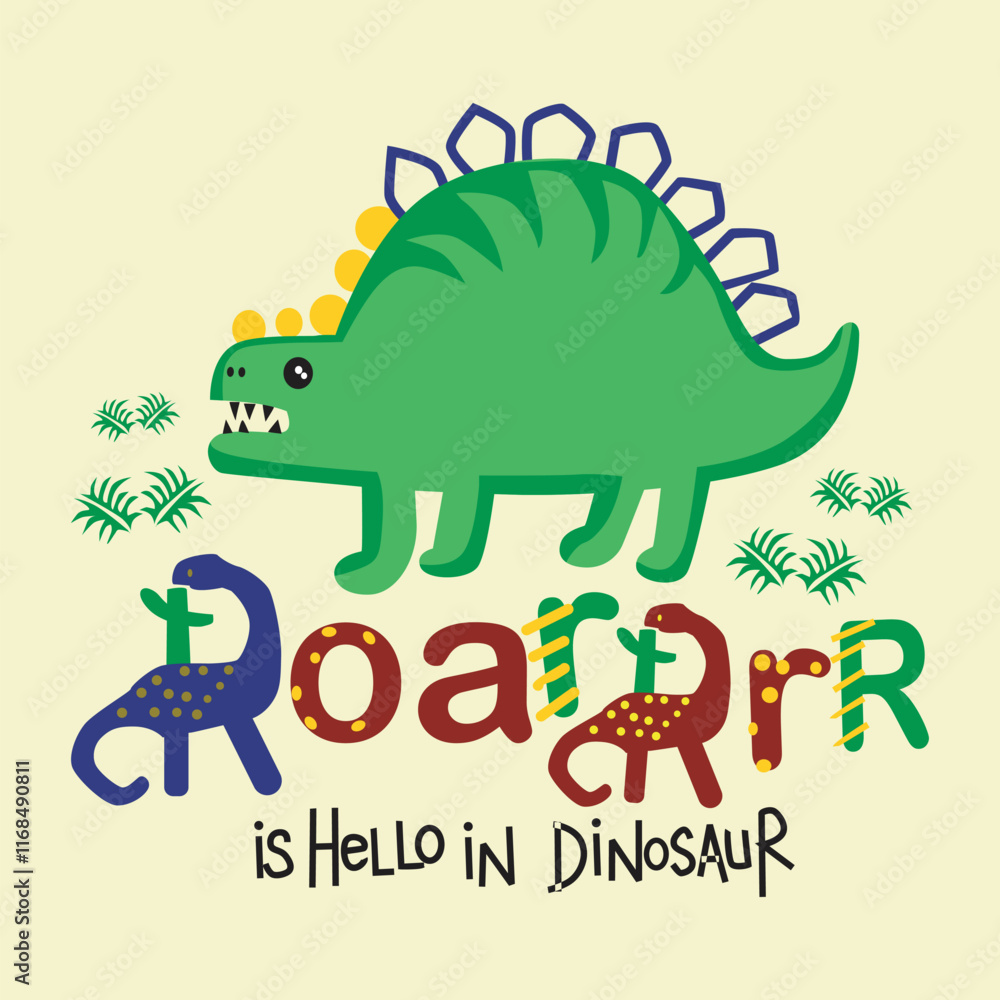 Obraz premium dinosaur and roar design cartoon vector illustration