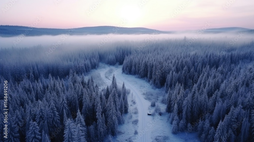 Snow-Covered Pine Forest Captured from Above on a Winter Day. Aerial view. Winter's stillness and natural landscapes. National Forest Day. Snow-Covered Pine Forest Captured from Above on a Winter Day. Aerial view. Winter's stillness and natural landscapes. National Forest Day.