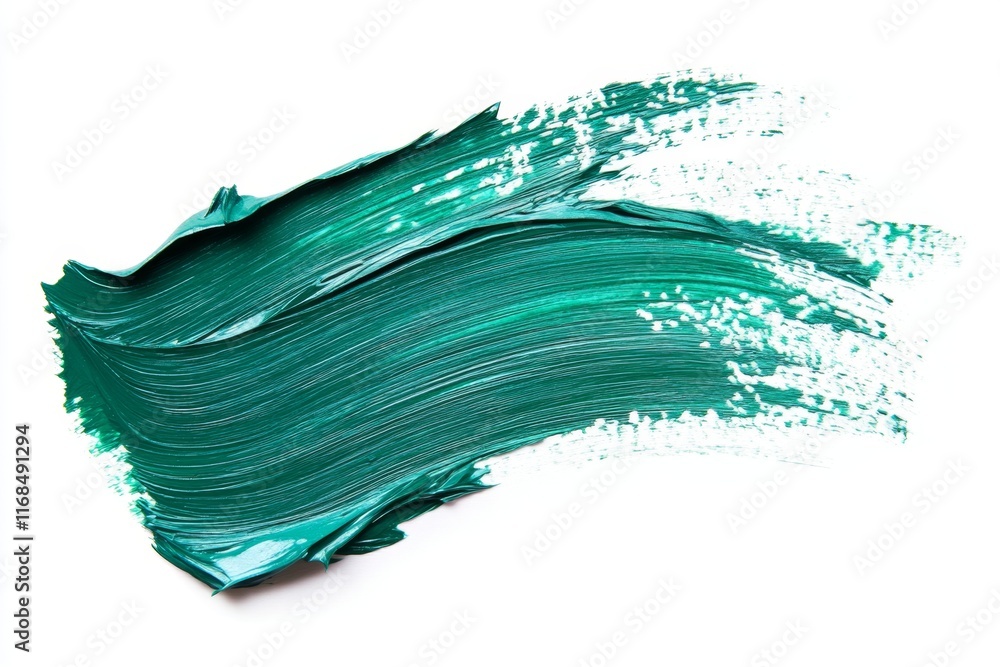 Teal green paint stroke texture isolated on white background. Teal green paint stroke texture isolated on white background.