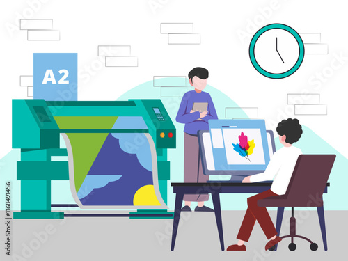 Engineering Printer Concept Illustration Stylish and Beautiful