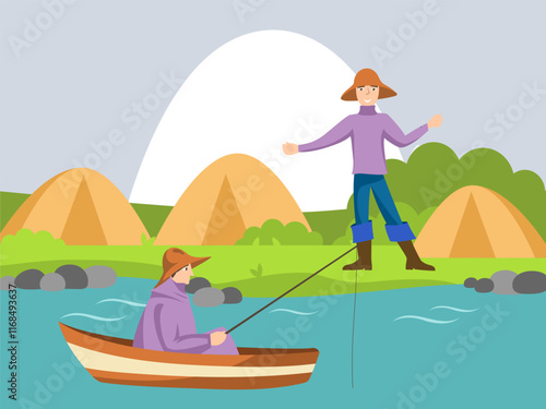 Fishing Destinations Concept Illustration Stylish and Beautiful