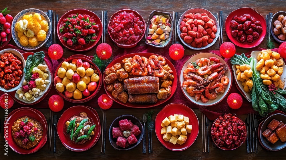 Fototapeta premium Lavish Chinese New Year feast.