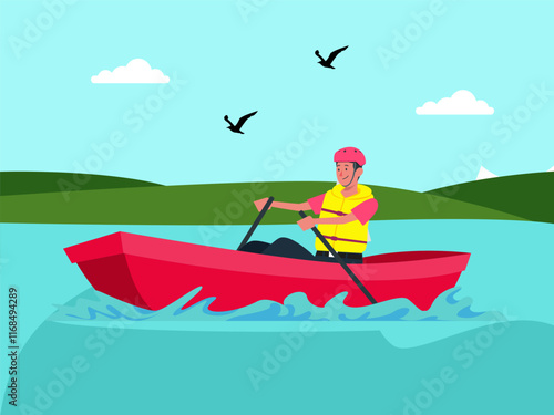 Rowing Boat Concept Illustration Stylish and Beautiful