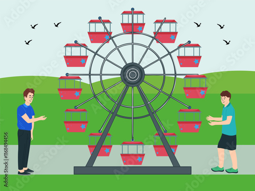 Ferris Wheel Concept Illustration Stylish and Beautiful