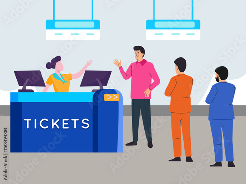 Ticket Counter Concept Illustration Stylish and Beautiful