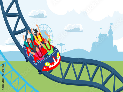 Roller Coaster Concept Illustration Stylish and Beautiful