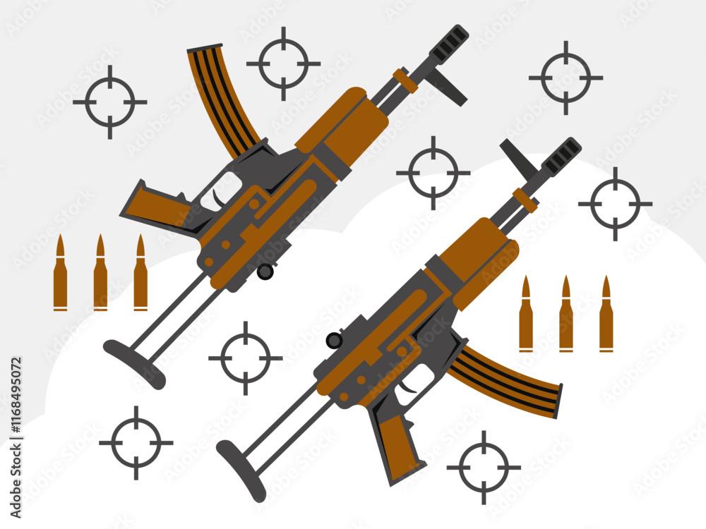 Assault Rifle Concept Illustration Stylish and Beautiful Assault Rifle Concept Illustration Stylish and Beautiful