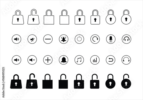 Dual Function Icon Bundle, Locks and Media Players.