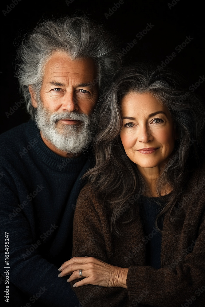 Elegant middle-aged couple celebrating togetherness in style Elegant middle-aged couple celebrating togetherness in style