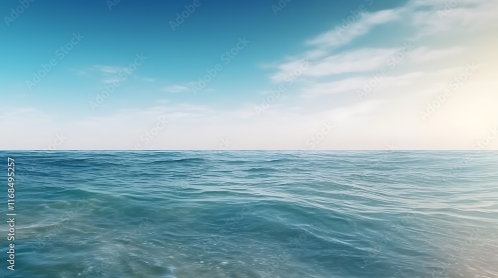 Obraz premium Serene Ocean Waves Under a Bright Summer Sky