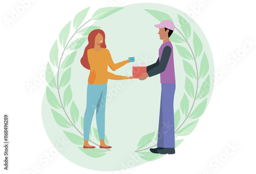 Pay Upon Delivery Concept Illustration Stylish and Beautiful