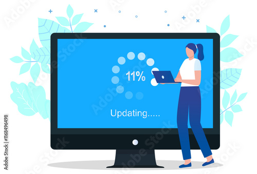 Upgrade Desktop Concept Illustration Stylish and Beautiful
