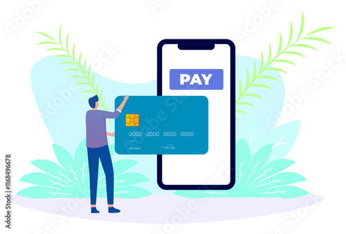 Pay Online Concept Illustration Stylish and Beautiful