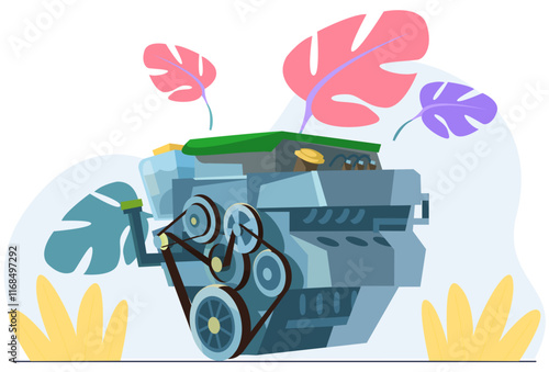 Engine Size Concept Illustration Stylish and Beautiful
