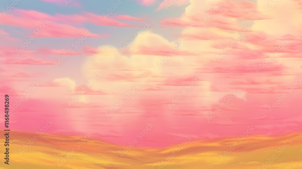 Obraz premium Pink and gold cloudscape over rolling hills