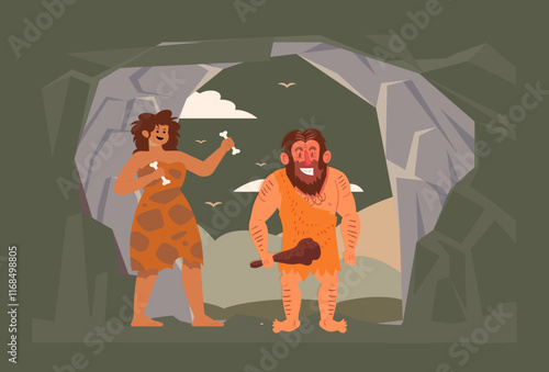 Prehistoric Man Concept Illustration Stylish and Beautiful