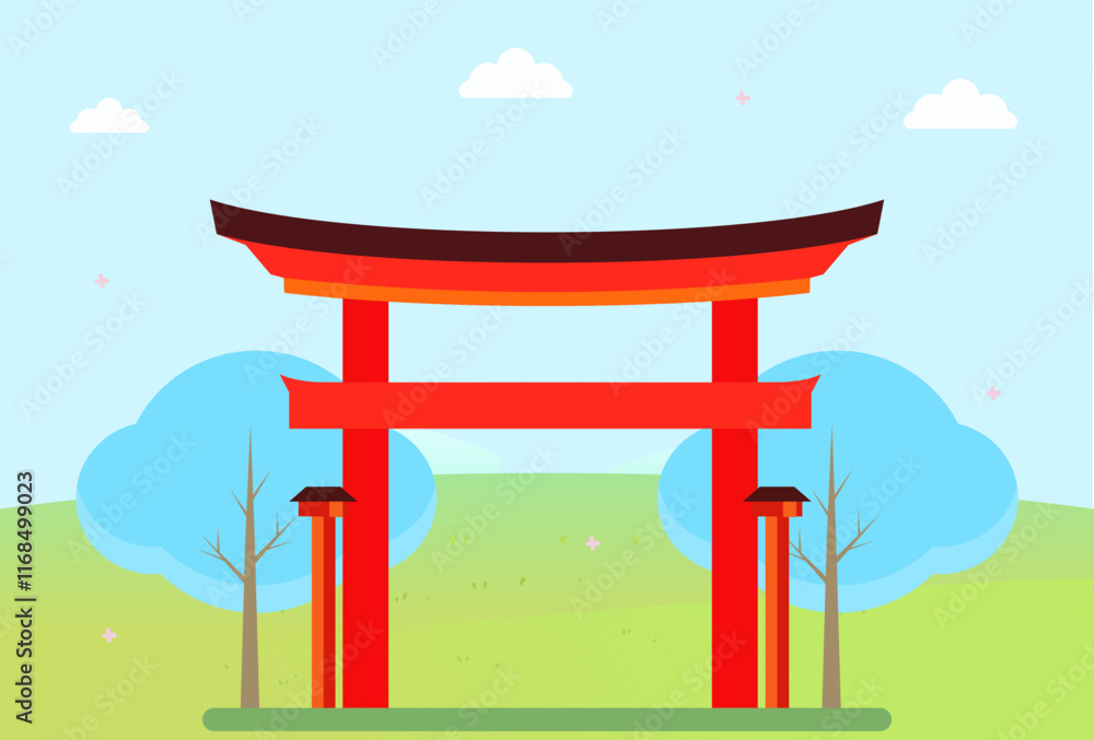 Torii Gate Concept Illustration Stylish and Beautiful Torii Gate Concept Illustration Stylish and Beautiful