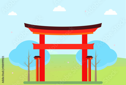 Torii Gate Concept Illustration Stylish and Beautiful