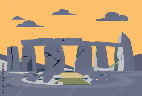 Stonehenge Concept Illustration Stylish and Beautiful