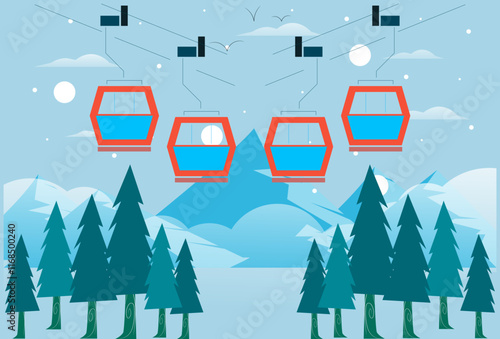 Cable Car Concept Illustration Stylish and Beautiful