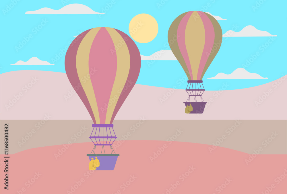 Naklejka premium Hot Air Balloon Concept Illustration Stylish and Beautiful