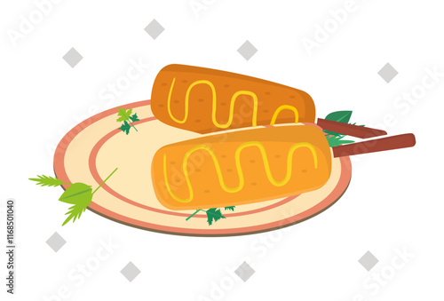 Corn Dog Concept Illustration Stylish and Beautiful