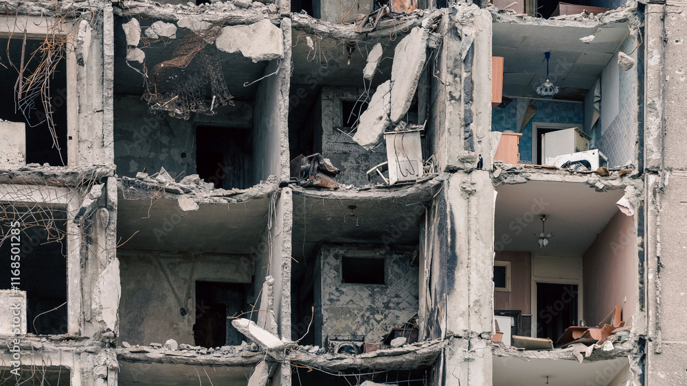 destroyed and burned houses in the city in Ukraine destroyed and burned houses in the city in Ukraine