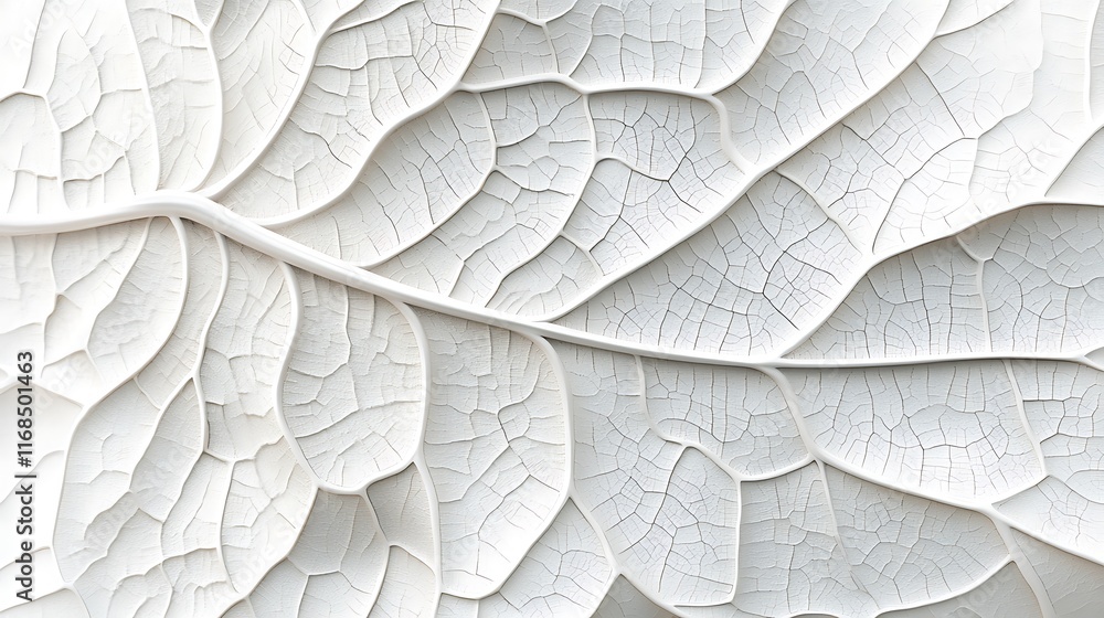 Obraz premium Close-up of white leaf texture and veins.
