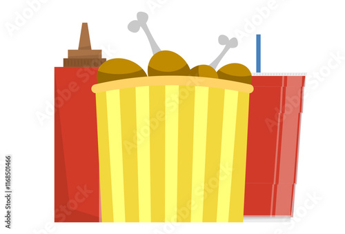 Fried Chicken Concept Illustration Stylish and Beautiful