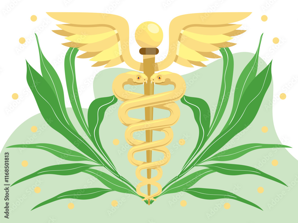 Caduceus Concept Illustration Stylish and Beautiful Caduceus Concept Illustration Stylish and Beautiful