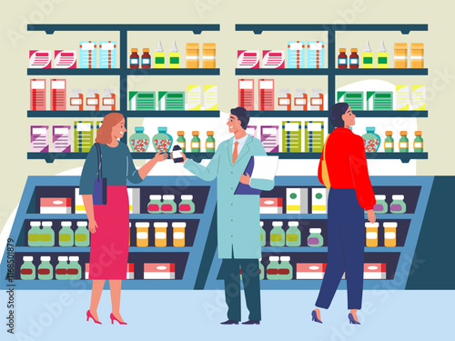 Medicine Store Concept Illustration Stylish and Beautiful