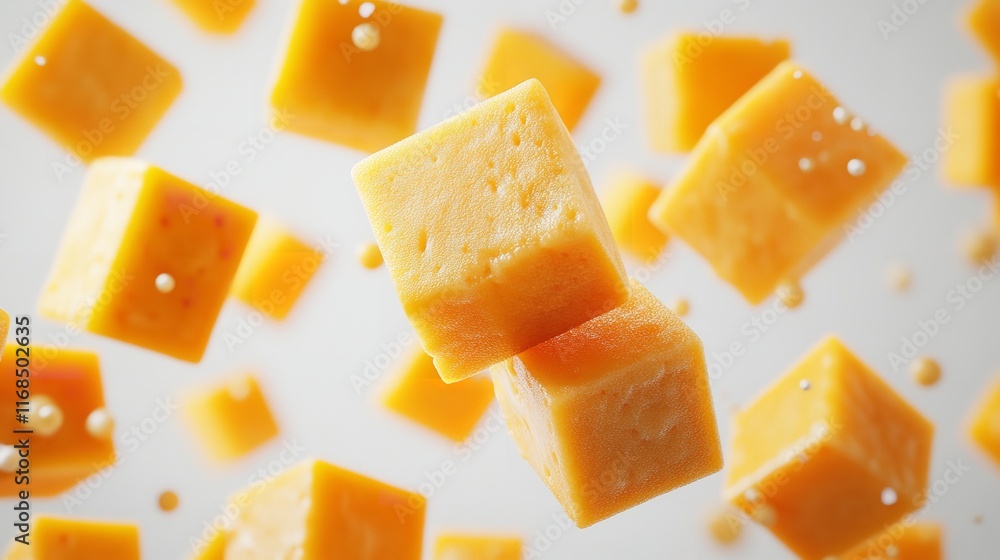 Cheese Cubes Floating Isolated on a White Background 8K Realistic
Cheese Cubes Floating Isolated on a White Background 8K Realistic