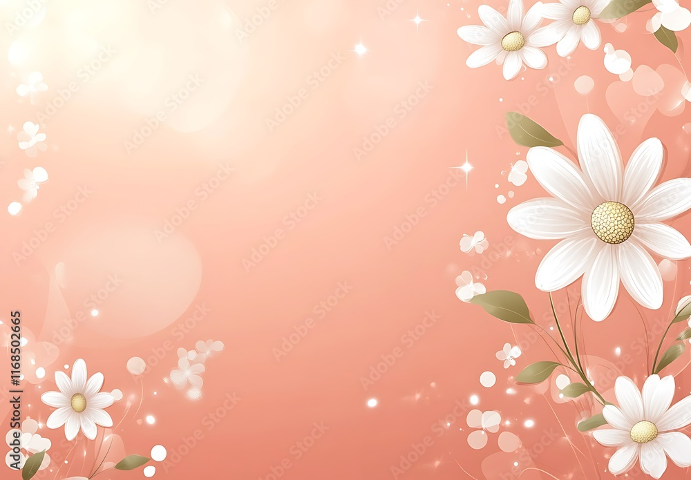 soft pink spring summer background with daisies and white space for text soft pink spring summer background with daisies and white space for text