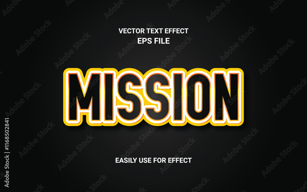 Obraz premium Mission Sticker Vector Text Effect
