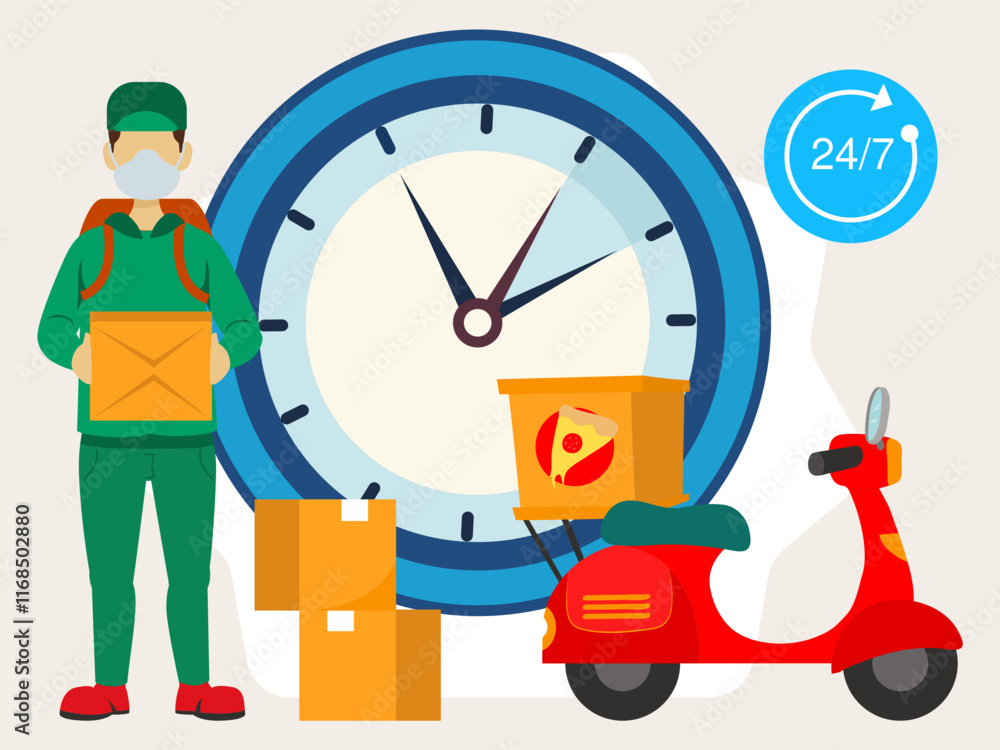 Obraz premium Delivery Time Concept Illustration Stylish and Beautiful
