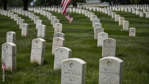 Memorial Day at Arlington Cemetery, White Headstones & Flags V8