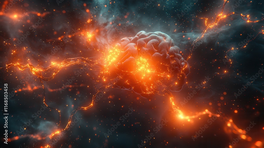 Brain With Fiery Neural Connections Brain With Fiery Neural Connections