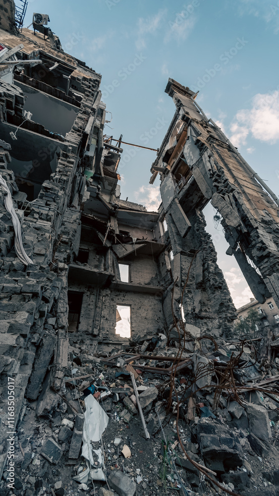 destroyed and burned houses in the city in Ukraine destroyed and burned houses in the city in Ukraine