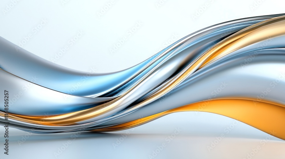Fototapeta premium Abstract flowing waves in metallic colors creating a dynamic visual.