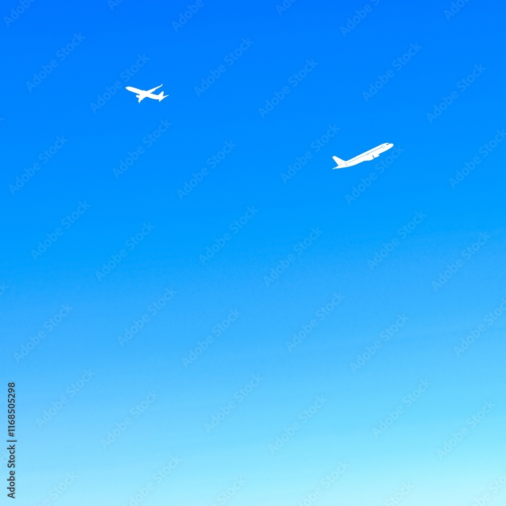 Obraz premium 青空に飛行機 