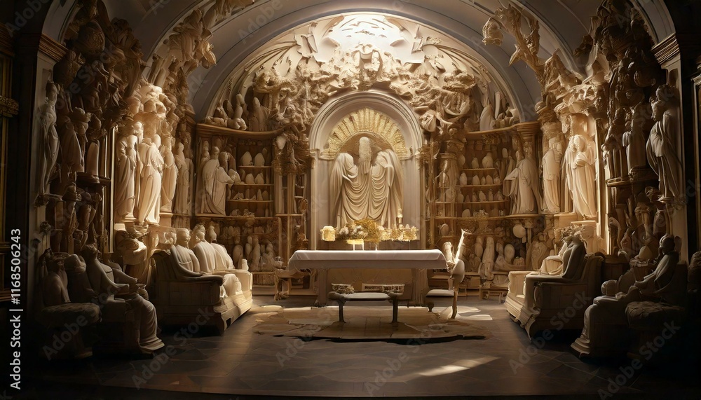 Obraz premium strange house and relief figures on the wall