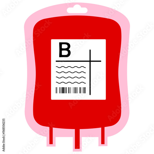 Illustration of Blood Bag Type B with Label