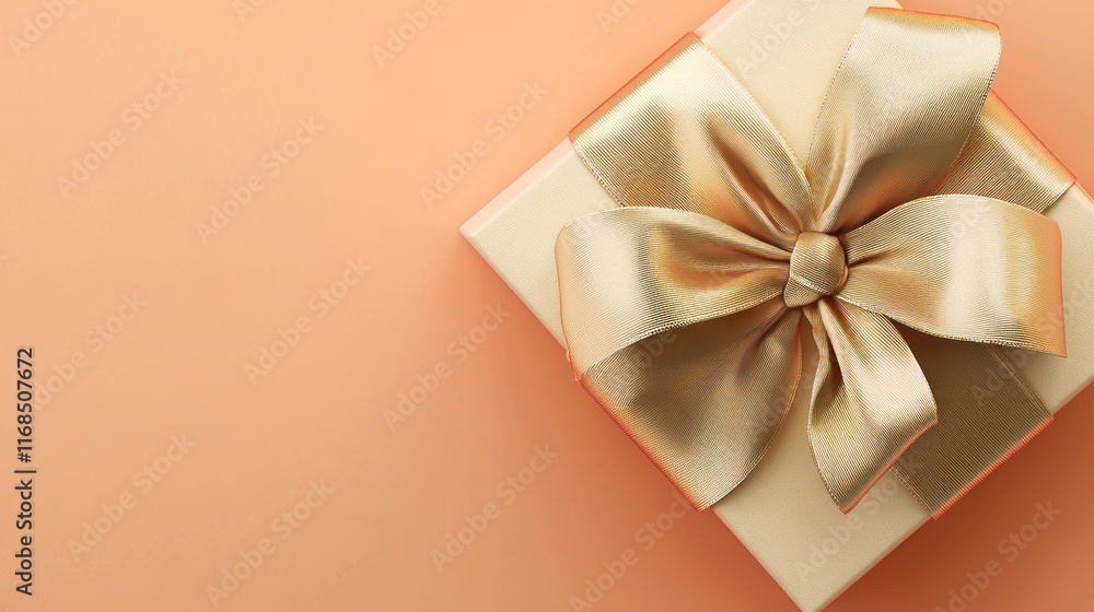 A beautifully wrapped gift box with a satin bow on a soft background. A beautifully wrapped gift box with a satin bow on a soft background.