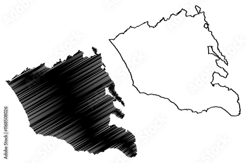 Free municipal consortium of Ragusa (Italy, Italian Republic, Sicily region) map vector illustration, scribble sketch Province of Ragusa map