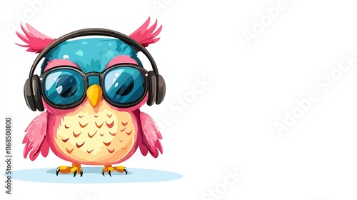 Cool Owl with Headphones & Sunglasses photo