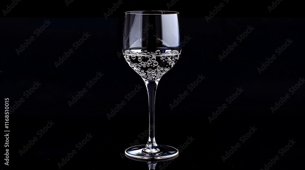 elegant crystal wine glass with sparkling water inside elegant crystal wine glass with sparkling water inside