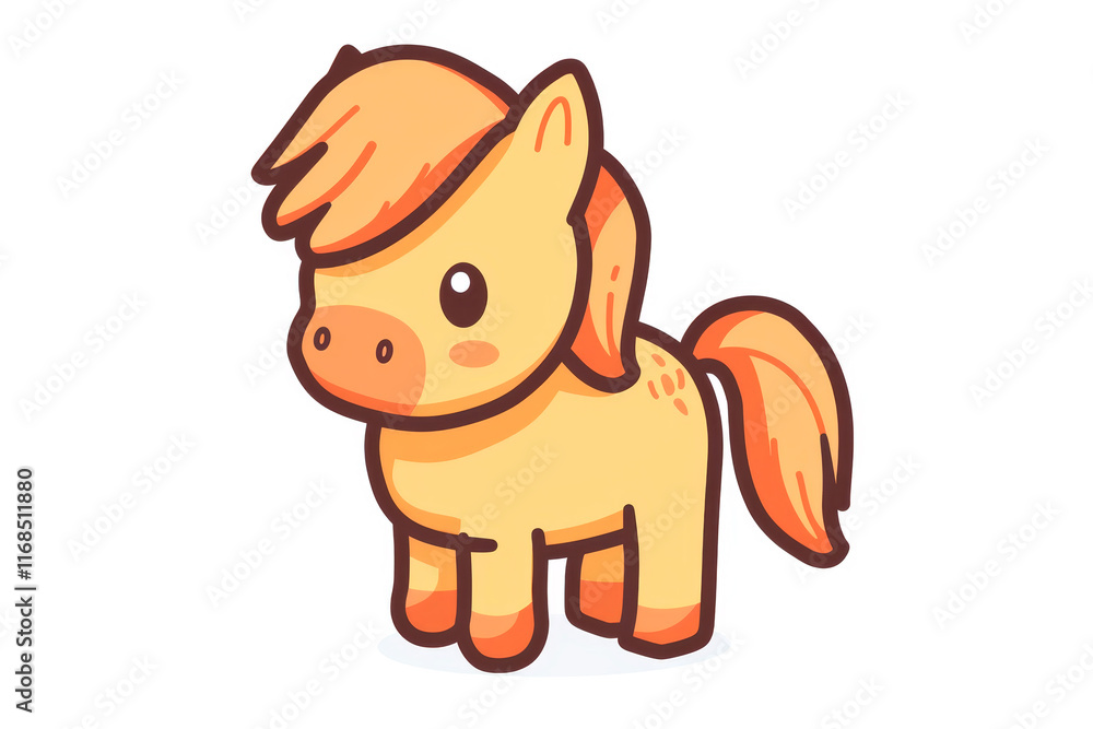 Obraz premium Cute Cartoon Pony on White Background. Generative AI