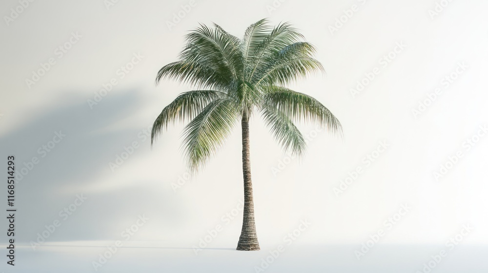 Obraz premium Single palm tree on white. (1)